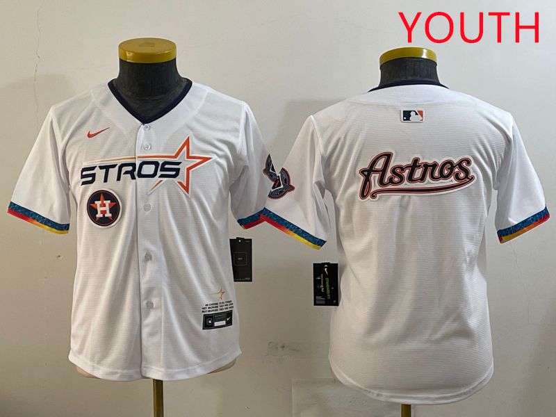 Youth Houston Astros Blank White Fourth generation Joint Name 2025 Nike MLB Jersey style 11->youth mlb jersey->Youth Jersey